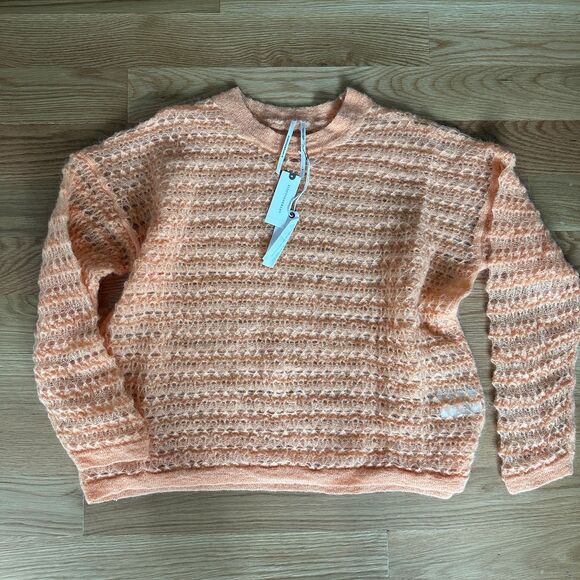 Anthropologie Pilcro Open-Stitch Pullover Sweater Size S Orange New - Picture 6 of 6
